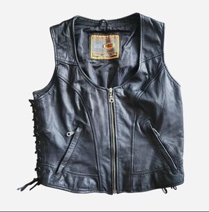 First Classics Side-Laced Black Leather Vest Women's Size Medium